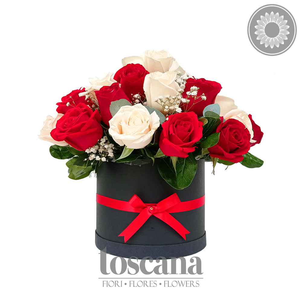 Caja de 15 Rosas Rojas y 15 Rosas Blancas - San Lorenzo -